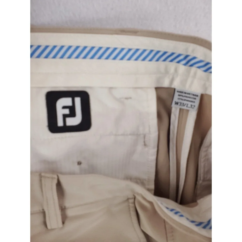 FootJoy Chino Pants Mens‎ 33x32 Khaki Performance Golf Stretch Flat Front Casual
